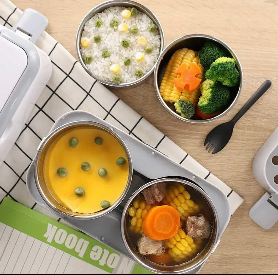 Bento Electric Heating Lunch Box, Multifunctional Cooking Insulation Box, Portable Stainless Steel Lunch Box Bento Electric Heating Lunch Box, Multifunctional Cooking Insulation Box, Portable Stainless Steel Lunch Box